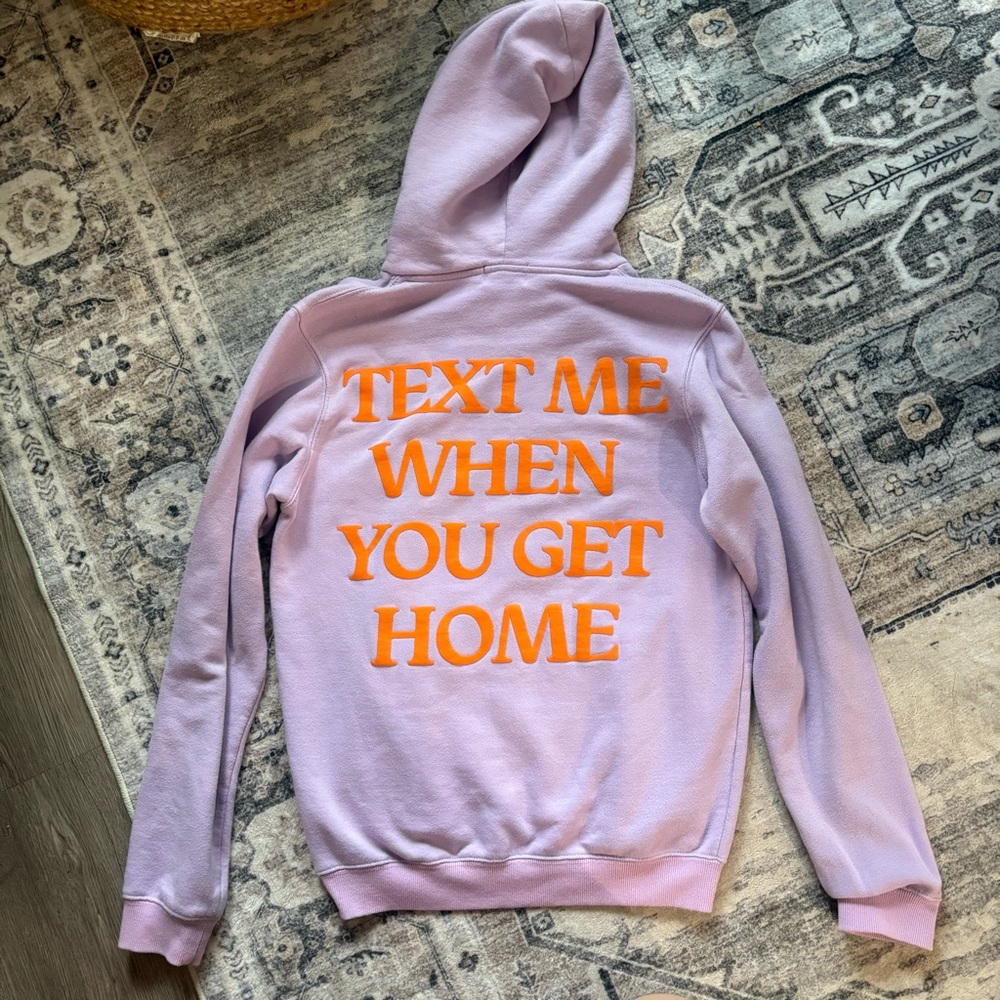 Text Me When You Get Home Lonely Ghost Purple and Orange Hoodie size M - Picture 2 of 7
